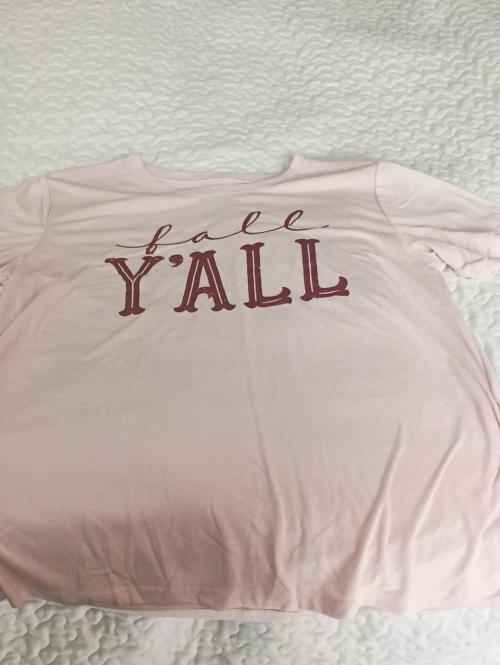 Women's Light Pink 'Fall Y'All' Short Sleeve Graphic Tee